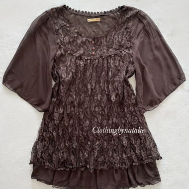 Abito Babydoll in Pizzo Marrone Fantasioso taglia S