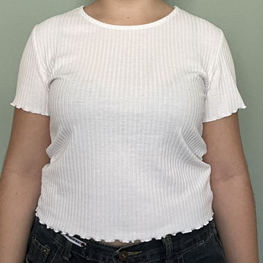 T-shirt bianca a coste L