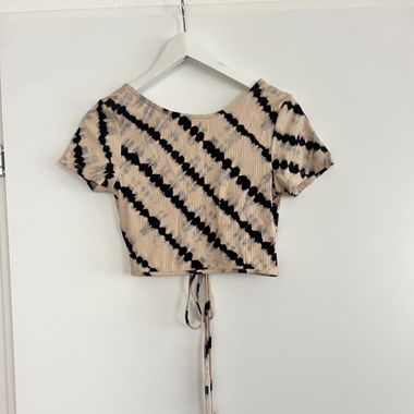 Beige-schwarzes Crop Top, Grösse S