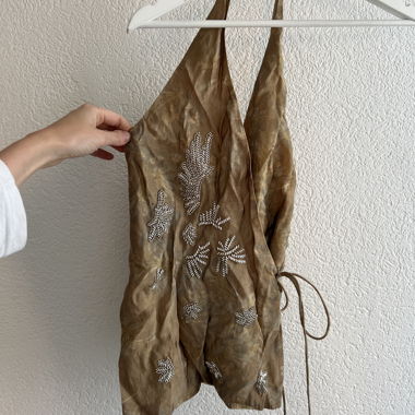 Brown Beaded Halter Top