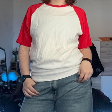 red and white baseball t-shirt