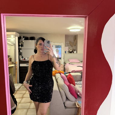 Vestito Corto con Paillettes Nero