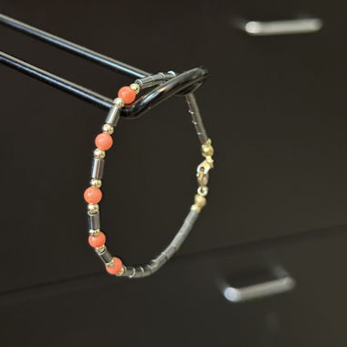 Bracelet en onyx et perles orange