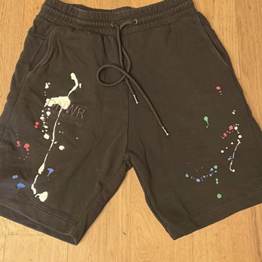 Zara Black paint-splatter sweat shorts