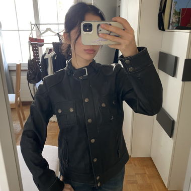 Veste en cuir véritable Heine noire taille EU 36