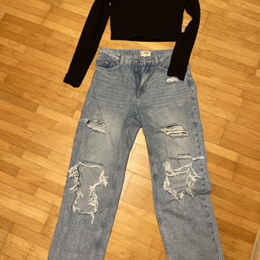 löcher Jeans mit Crop Top