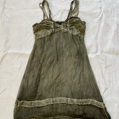 Vintage Olivegrünes Trägerkleid