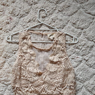crop top beige dentelle style boho 