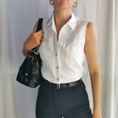 Linen 90s minimal basic vintage top