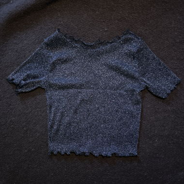 Crop top nero scintillante