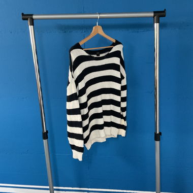 Pullover Blau-Weiss Streifen-Strick - M - Zebra