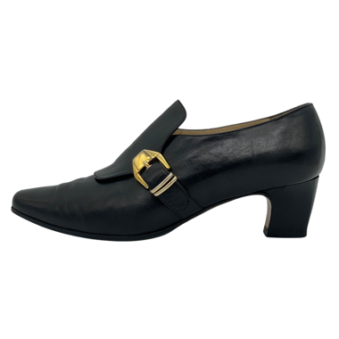 Sergio Rossi Buckle Heel Loafer EU 38.5 Black