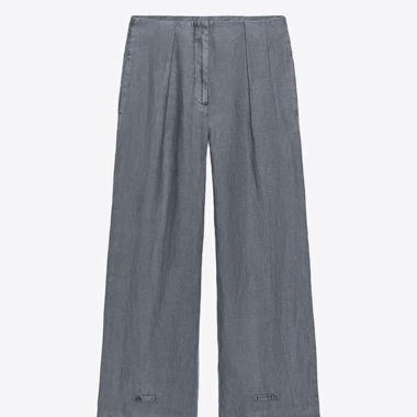 Pantaloni grigi larghi in lino zara