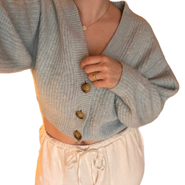 Cardigan court bleu layette
