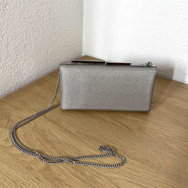 new silver clutch bag with chain