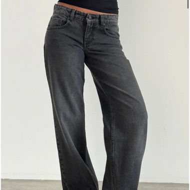 Motel Low Rise Parallel Jeans Washed Black Grey
