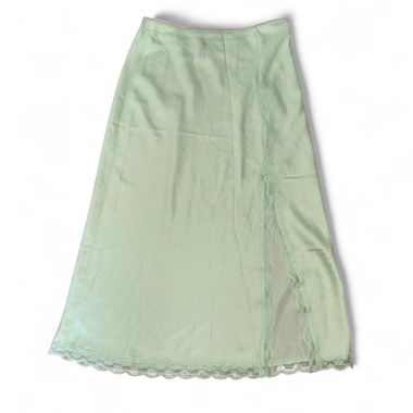 Green maxi skirt with lace trim, size s