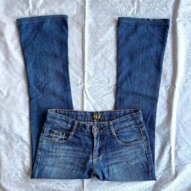 “Petal x7” vintage denim flared bootcut jeans