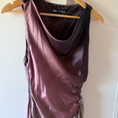 Abito Zara in raso drappeggiato