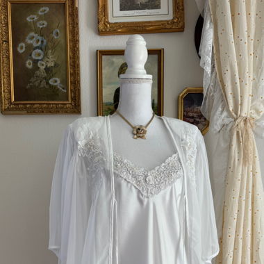 Vintage Delicates Bridal Satin Chiffon Set (M)