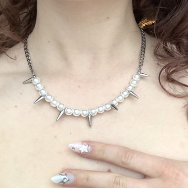 Necklace with Pearls and Spikes