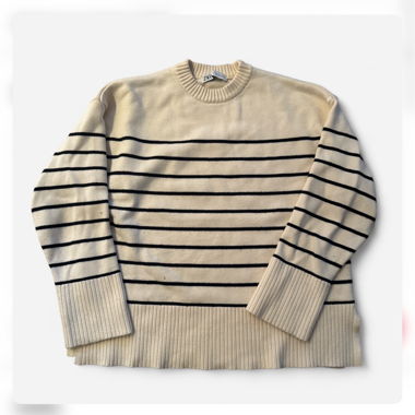 Cream and black striped zara sweater