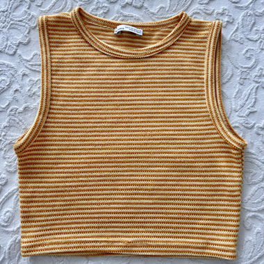 Haut tricoté rayé Bershka, jaune, haut, XS 34