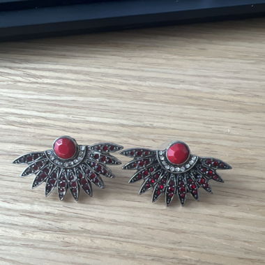 Silver&Red earrings