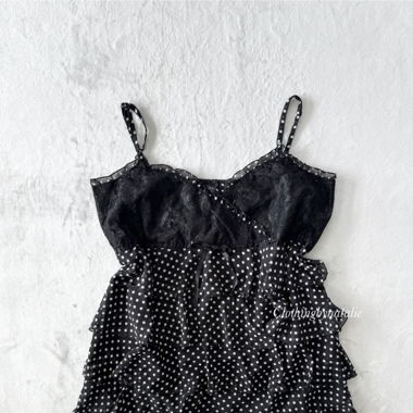 Black Poka Dot Tutu Chiffon Babydoll (XL)