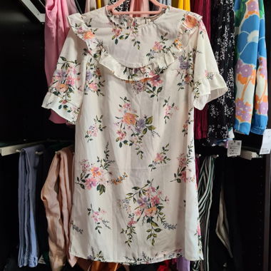 H&M Floral Short Sleeve Dress Cream
