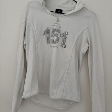 BOGNER Weisses Kapuzen-Longsleeve mit Strass