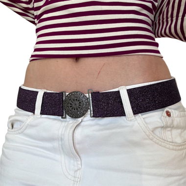Lilac Glitter Stretch Belt
