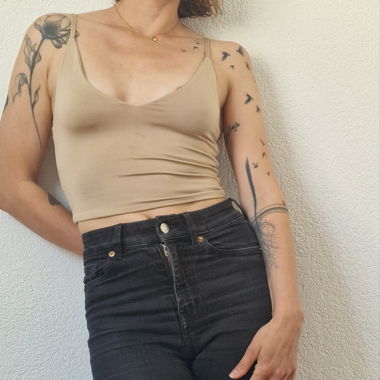 Crop top beige satiné