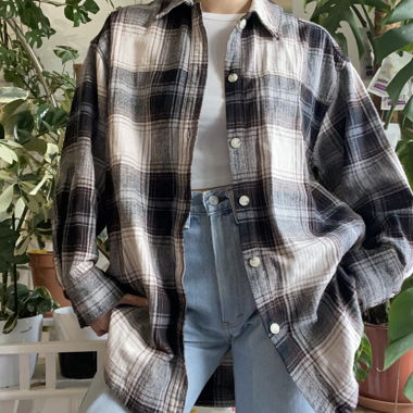 brown checkered flannel