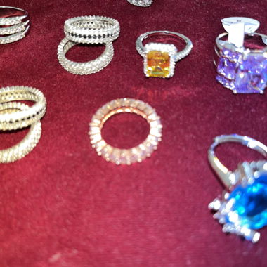 Earrings and rhinestone ring