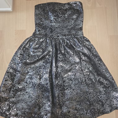 Black metallic strapless dress