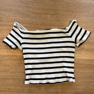 Striped Strapless Crop Top