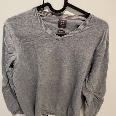 Pull gris col V MANOR Homme M
