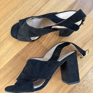 Black block heel sandals