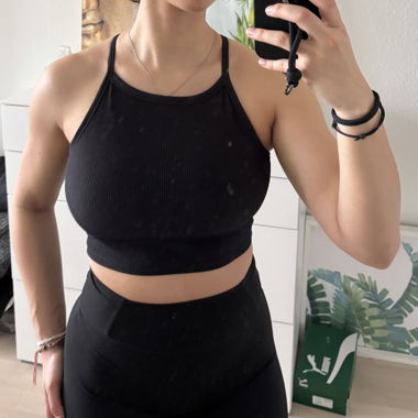 SDS Ribbed Bra with High Round Neck