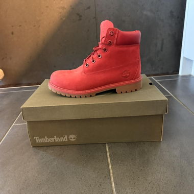 Red Timberland ankle boots size 6