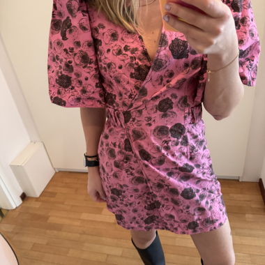 Ganni Pink floral wrap dress