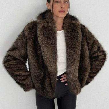 Flauschige Winterjacke in braun
