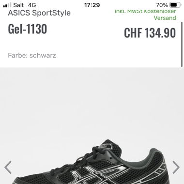 Brandnew Asic 1130 Schwarz silber