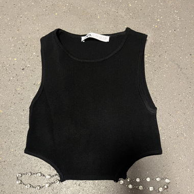 Top schwarz Glitzersteinchen