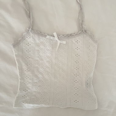 lace coquette style white camisole top 