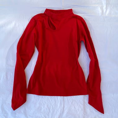Top rosso asimmetrico in cotone cPyol S/M