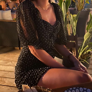 Schwarzes Polka-Dot Kleid