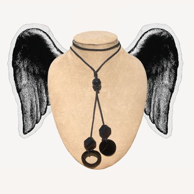 Collana lunga nera di perline