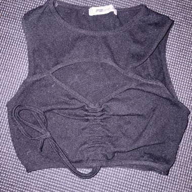 Black Crop Top with Cut-outs